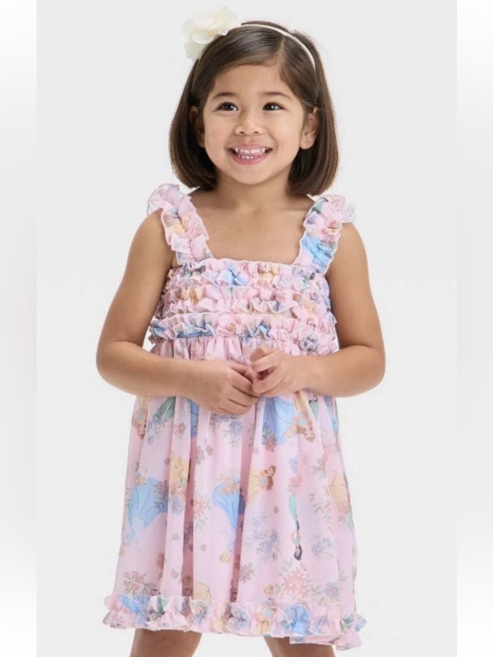 Toddler Girls' Disney Princess Cinderella Belle Jasmine Chiffon Dress - Pink 3T